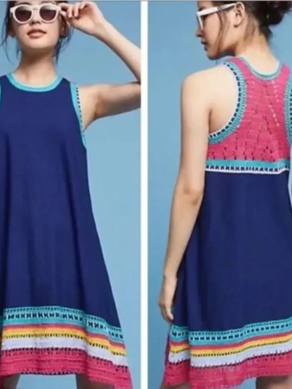 Anthropologie Akemi + Kin Boho Sleeveless Crochet Swing Dress Size XS